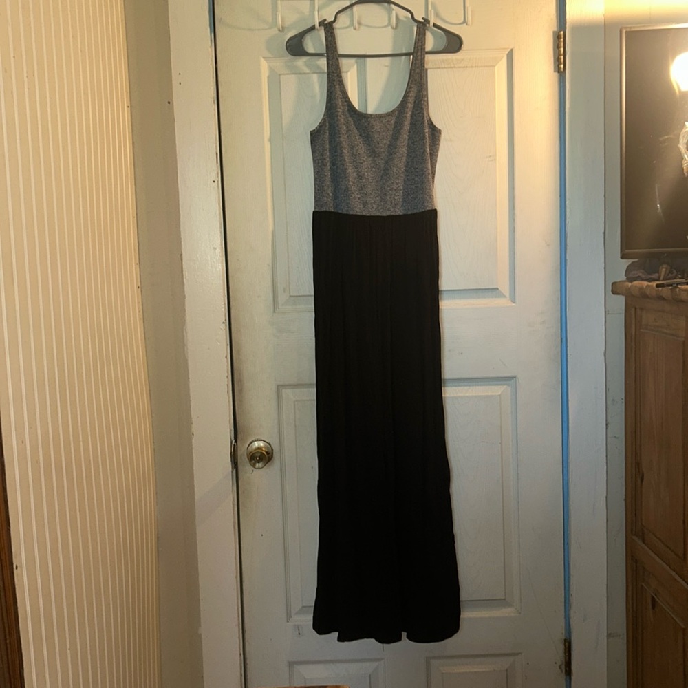 LOFT Gray and Black Maxi Sundress